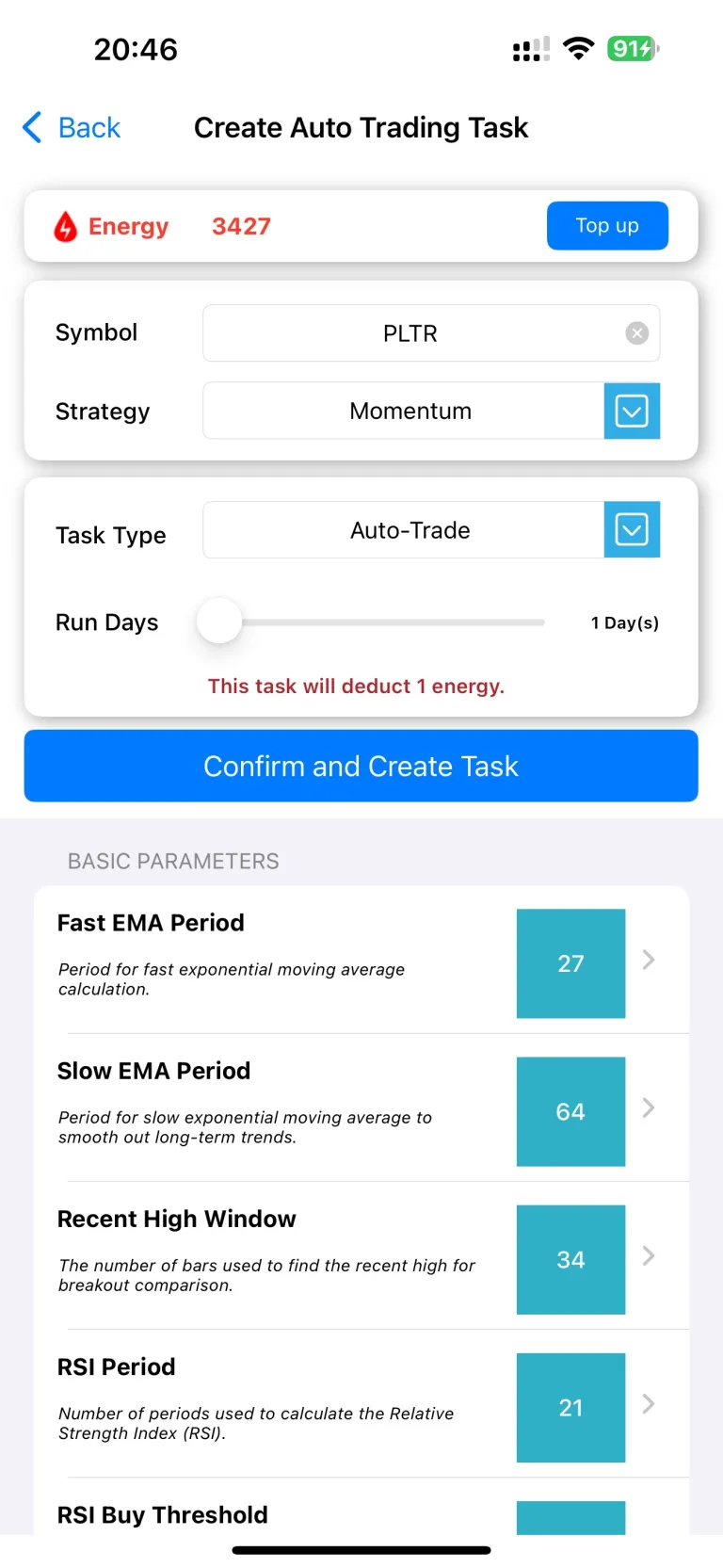 PulseForce task creation. Investing involves risk; backtests do not predict future returns.